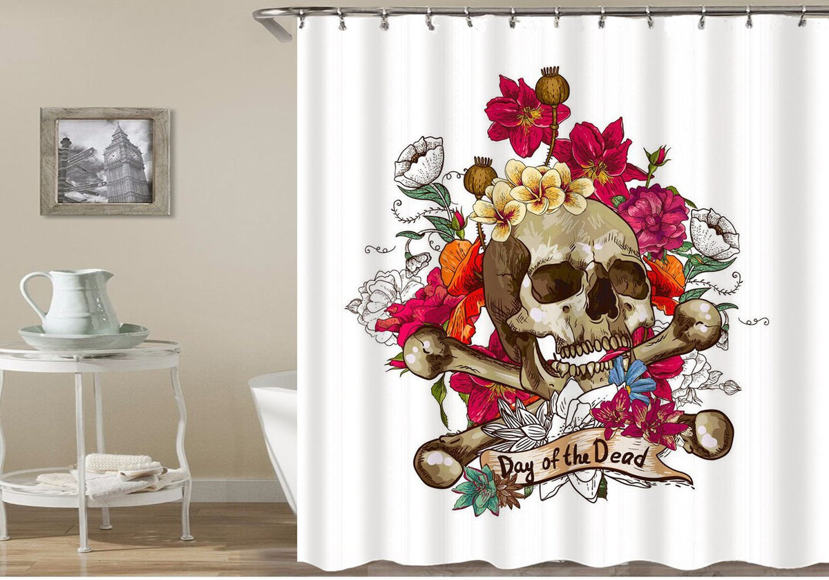 Day Of The Dead Skull Shower Curtain by Amethyst Hera