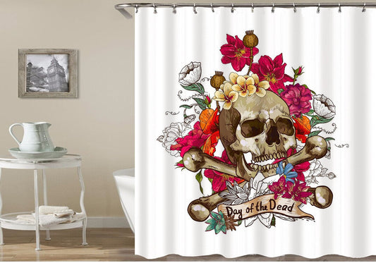 Day Of The Dead Skull Shower Curtain by Amethyst Hera