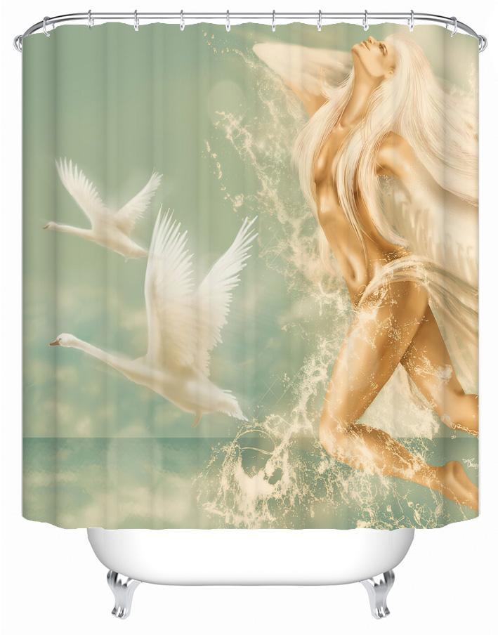 Divine Aqua Lady Shower Curtain by Amethyst Hera
