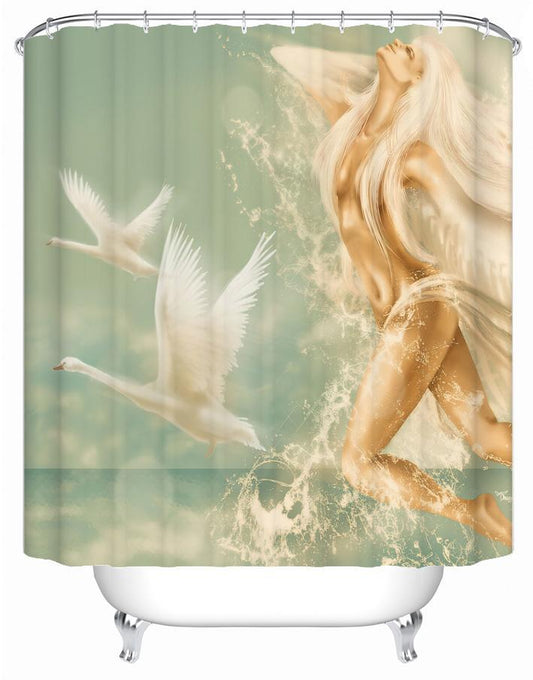 Divine Aqua Lady Shower Curtain by Amethyst Hera