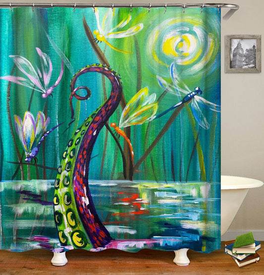 Dragonflies And OctopusвЂ™ Arm Shower Curtain by Amethyst Hera