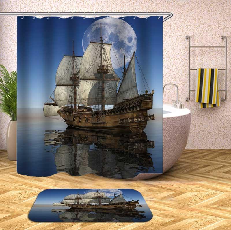 Old Style Sailing Ship Shower Curtain by Amethyst Hera