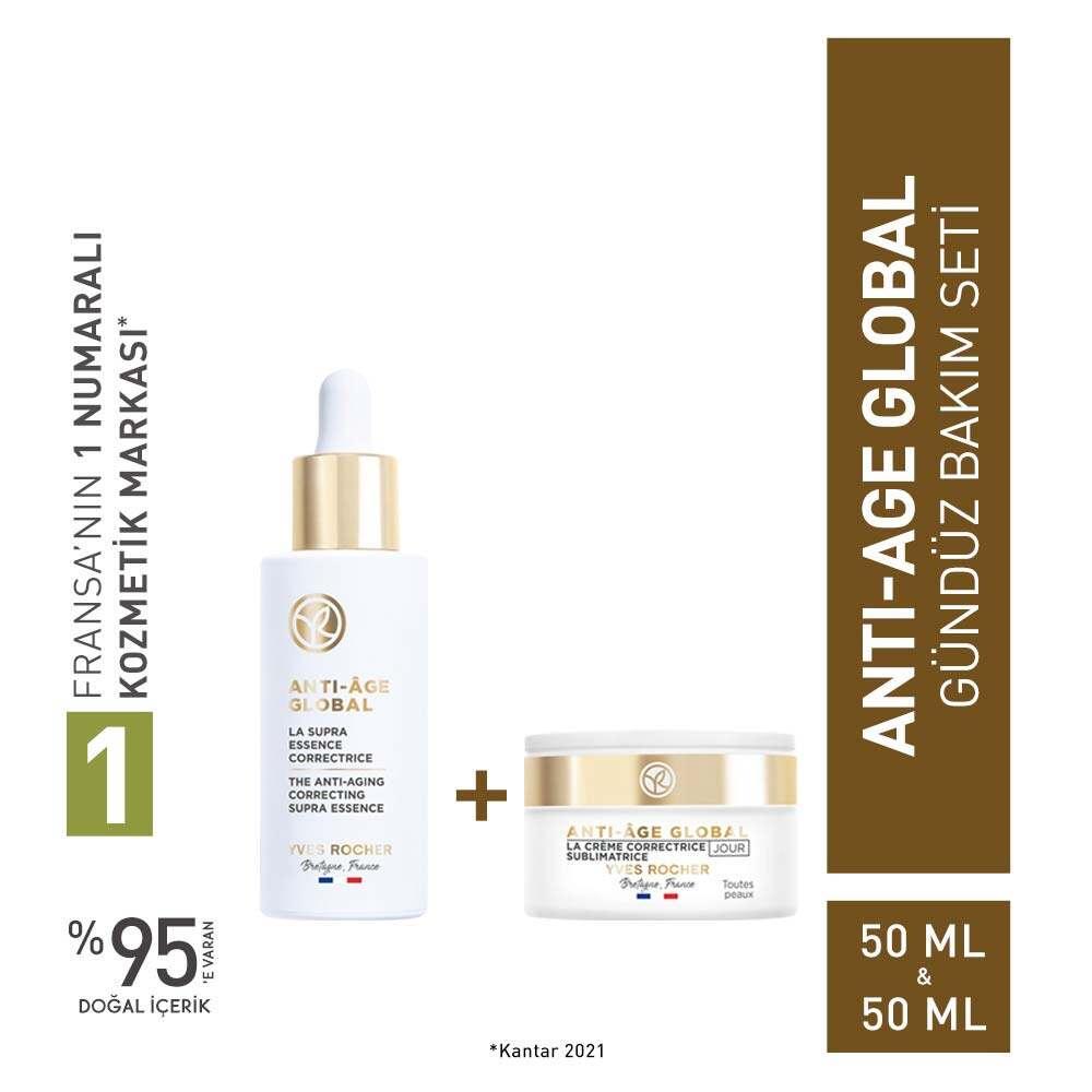 Anti-Age Global Skincare Set with Rejuvenating Serum and Day Cream for Anti-Aging by Beauty Care Bag