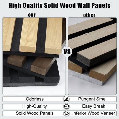 Hausvita Acoustic Solid Wood Slat Wall Panels ( 2 Panels Per Box ) by HAUSVITA