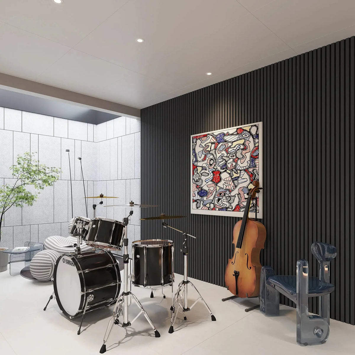 Hausvita Acoustic Solid Wood Slat Wall Panels ( 2 Panels Per Box ) by HAUSVITA