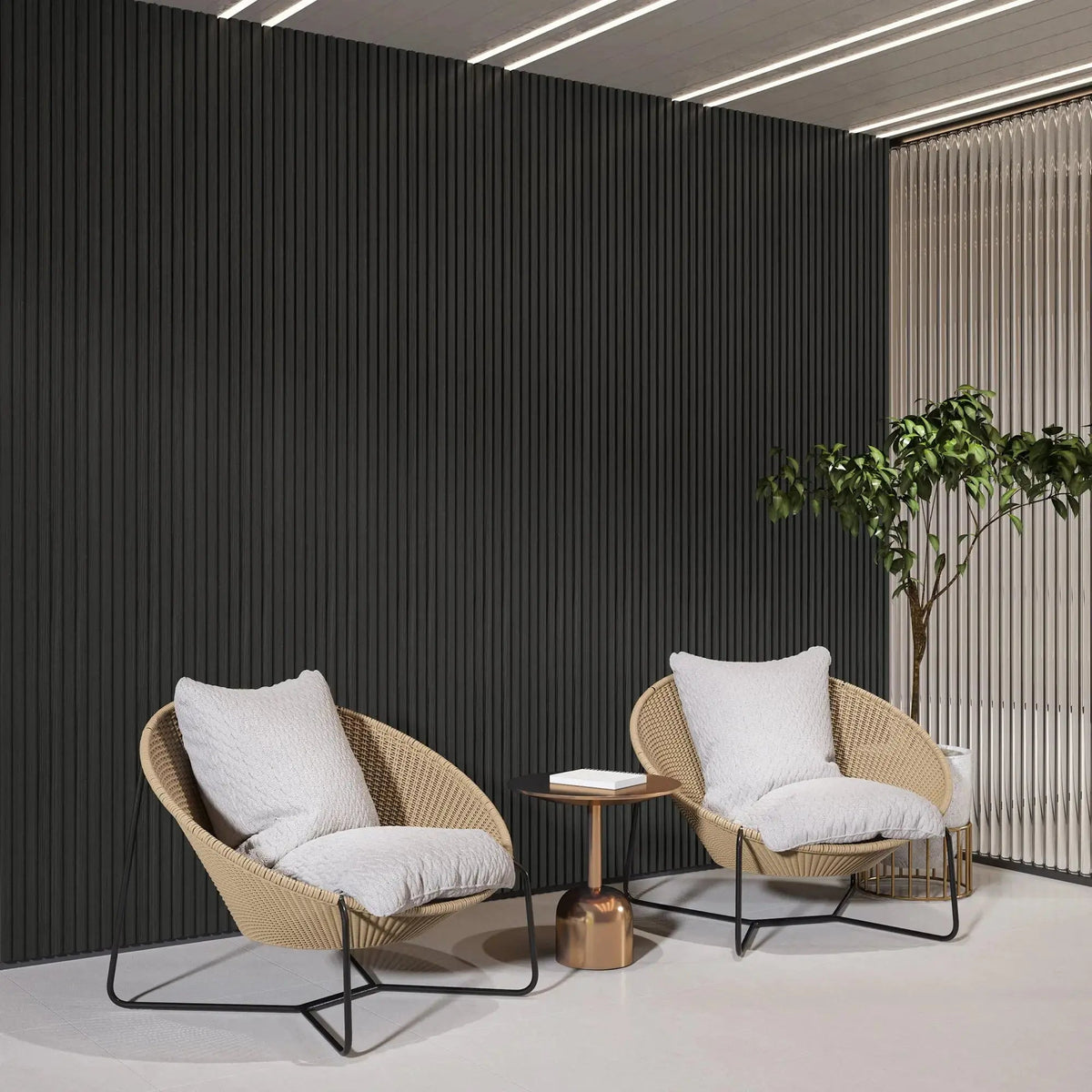 Hausvita Acoustic Solid Wood Slat Wall Panels ( 2 Panels Per Box ) by HAUSVITA