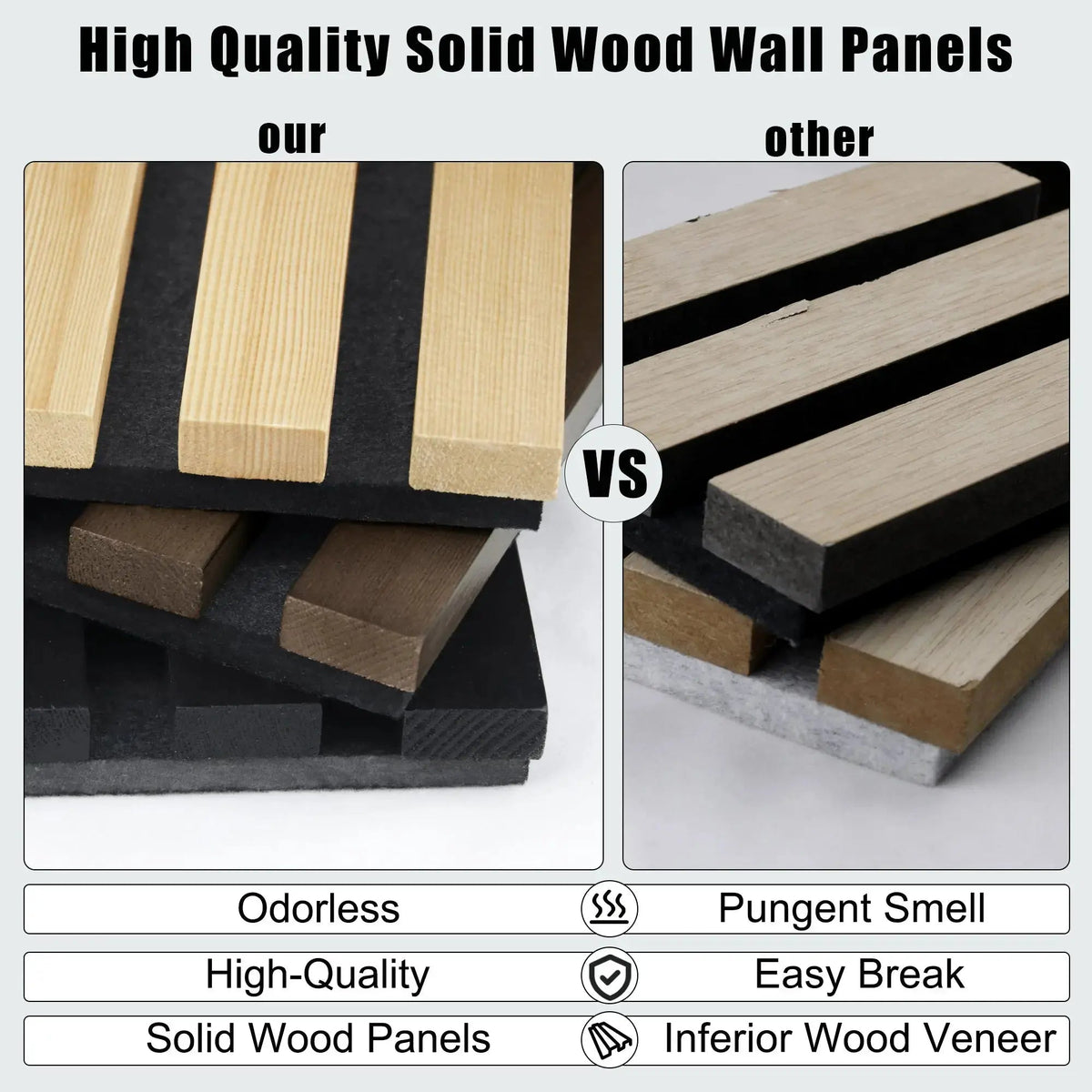 Hausvita Acoustic Solid Wood Slat Wall Panels ( 2 Panels Per Box ) by HAUSVITA