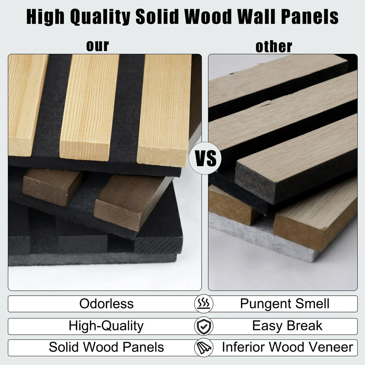 Hausvita Acoustic Solid Wood Slat Wall Panels ( 2 Panels Per Box ) by HAUSVITA
