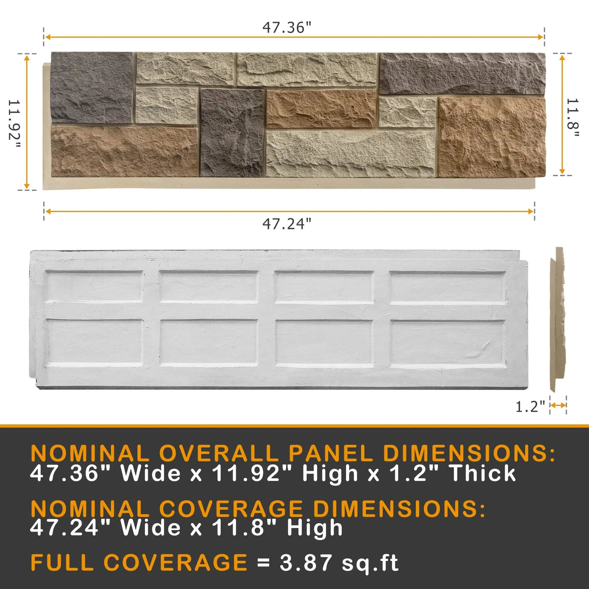 Hausvita Faux Stone Wall Siding Panel, PU Stone Veneer Exterior, 46.46" x 13" by HAUSVITA