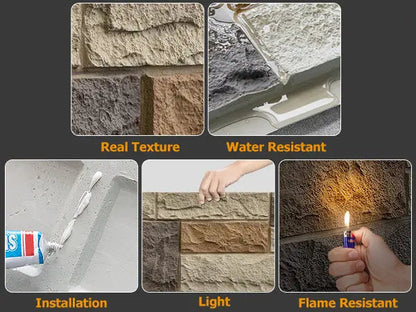 Hausvita Faux Stone Wall Siding Panel, PU Stone Veneer Exterior, 46.46" x 13" by HAUSVITA