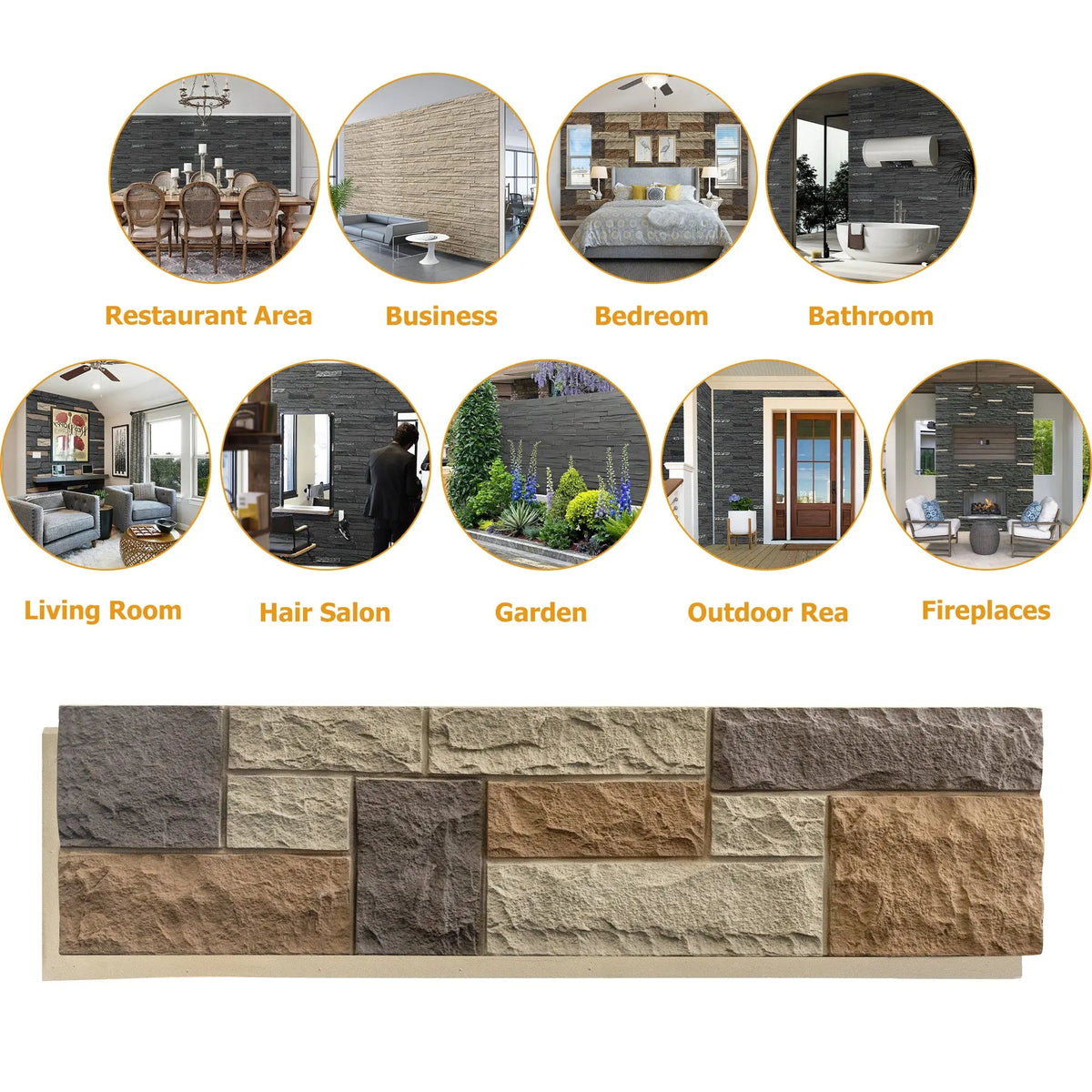 Hausvita Faux Stone Wall Siding Panel, PU Stone Veneer Exterior, 46.46" x 13" by HAUSVITA