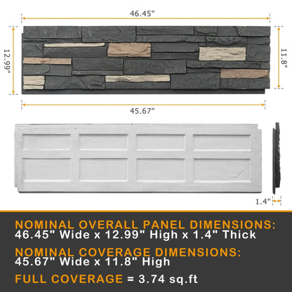 Hausvita Faux Stone Wall Siding Panel, PU Stone Veneer Exterior, 46.46" x 13" by HAUSVITA
