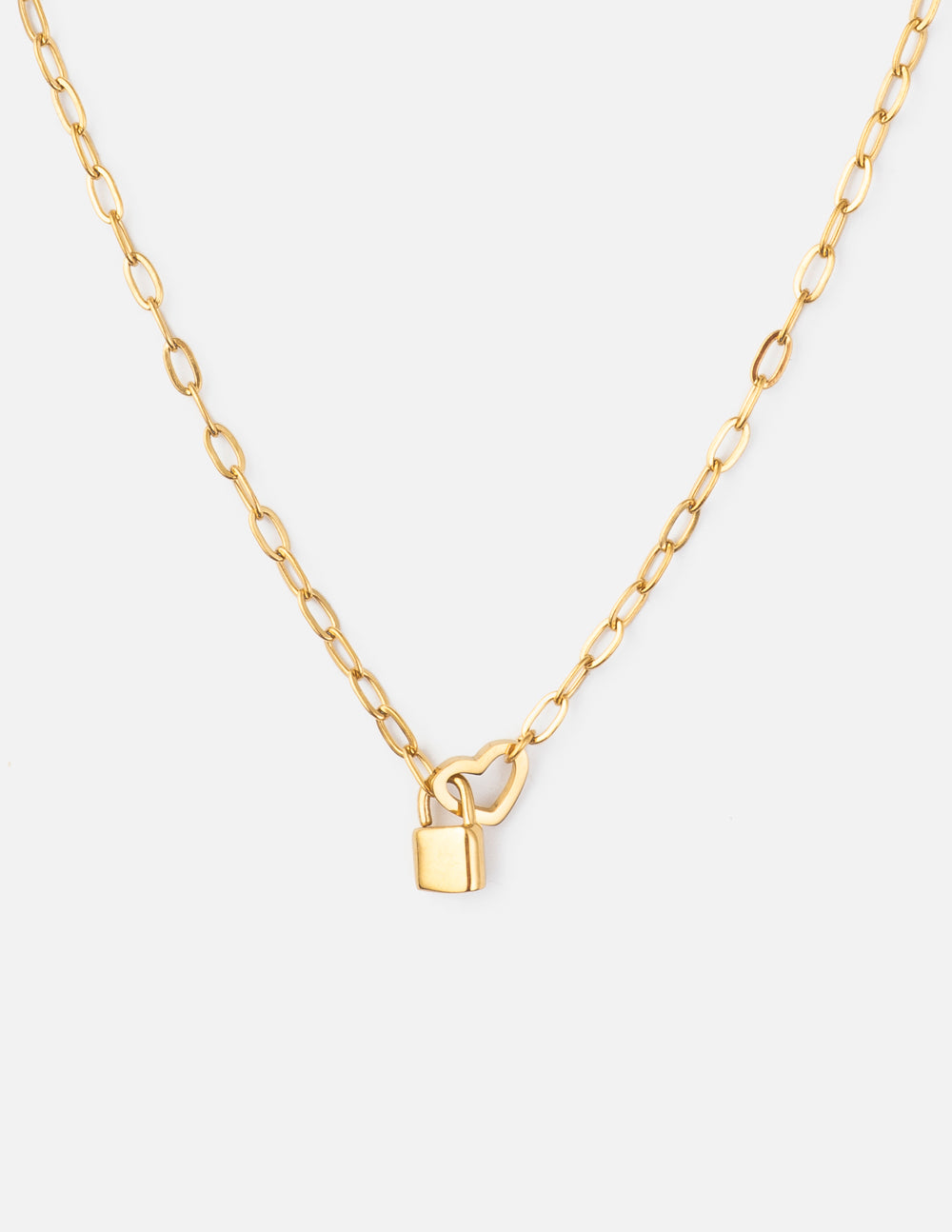 Heart Lock Paperclip Chain Necklace by Elevated Faith