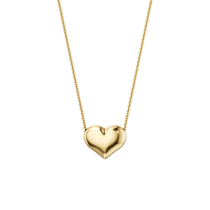 Floating Puff Heart Pendant Necklace 14K Yellow Gold on Box Chain Italy UNICORNJ 16" by Massete