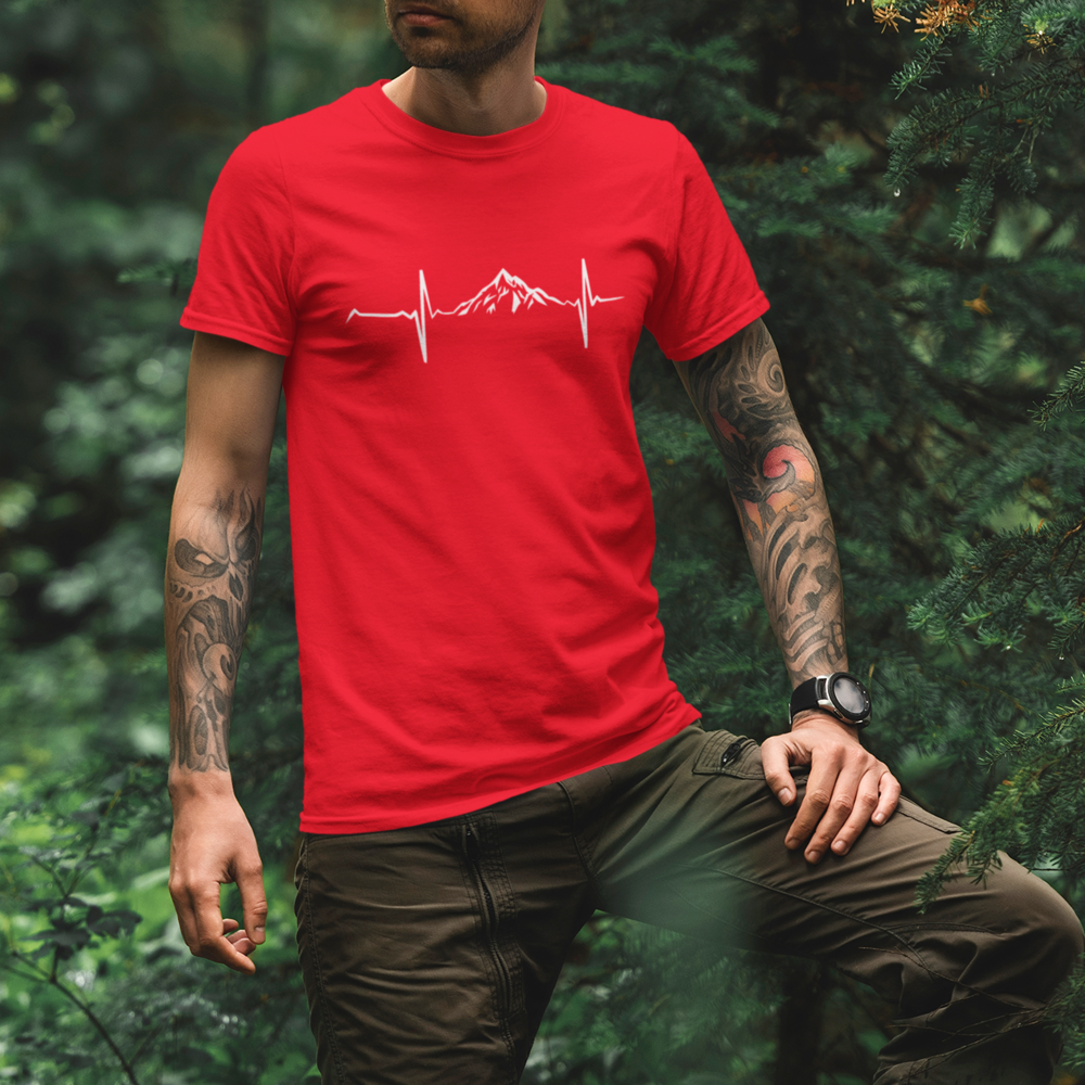 Mountain Hiking Heartbeat Unisex T-Shirt by Outdoorzees