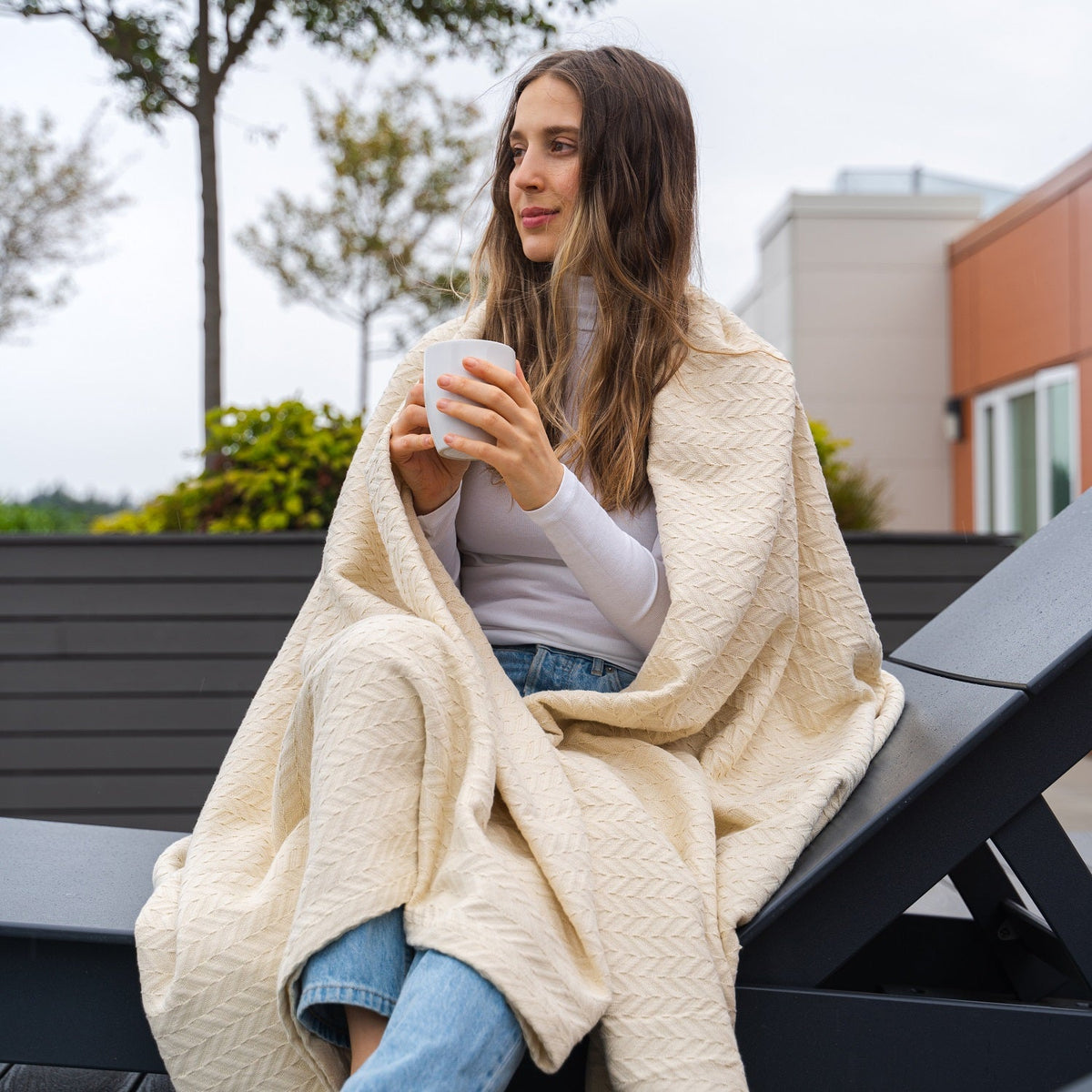 Herringbone Cotton Blanket by Organic Cotton Mart