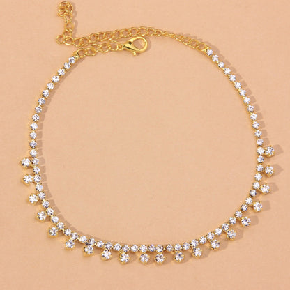 Rhinestone Water Drop Anklet Foot Jewelry for Women Silver/Gold by Red Iphigenia