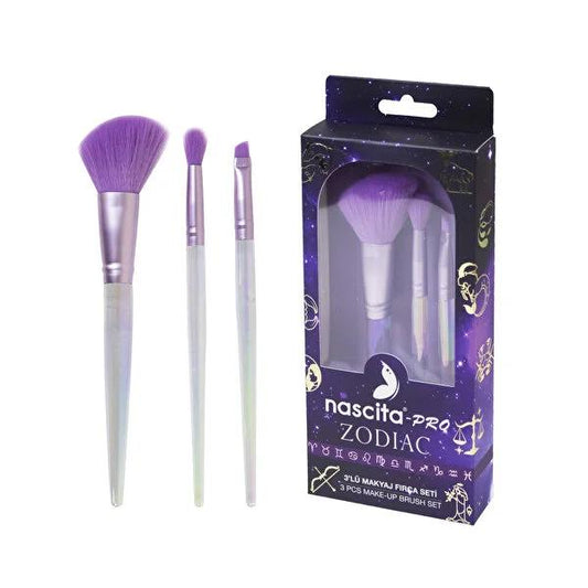 Nascita 3-Piece Makeup Brush Set - Professional Cosmetic Brushes for Flawless Application by Beauty Care Bag