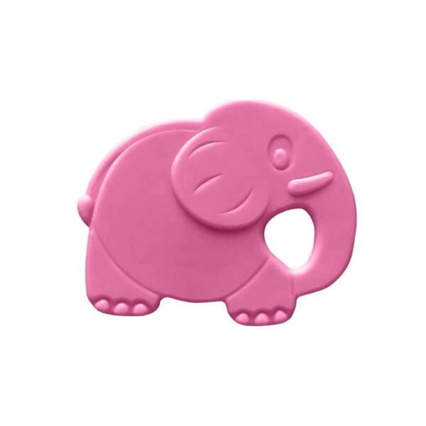 Bambino Baby Teether Toy - Soft Rubber Pink Elephant for Teething Relief by Beauty Care Bag