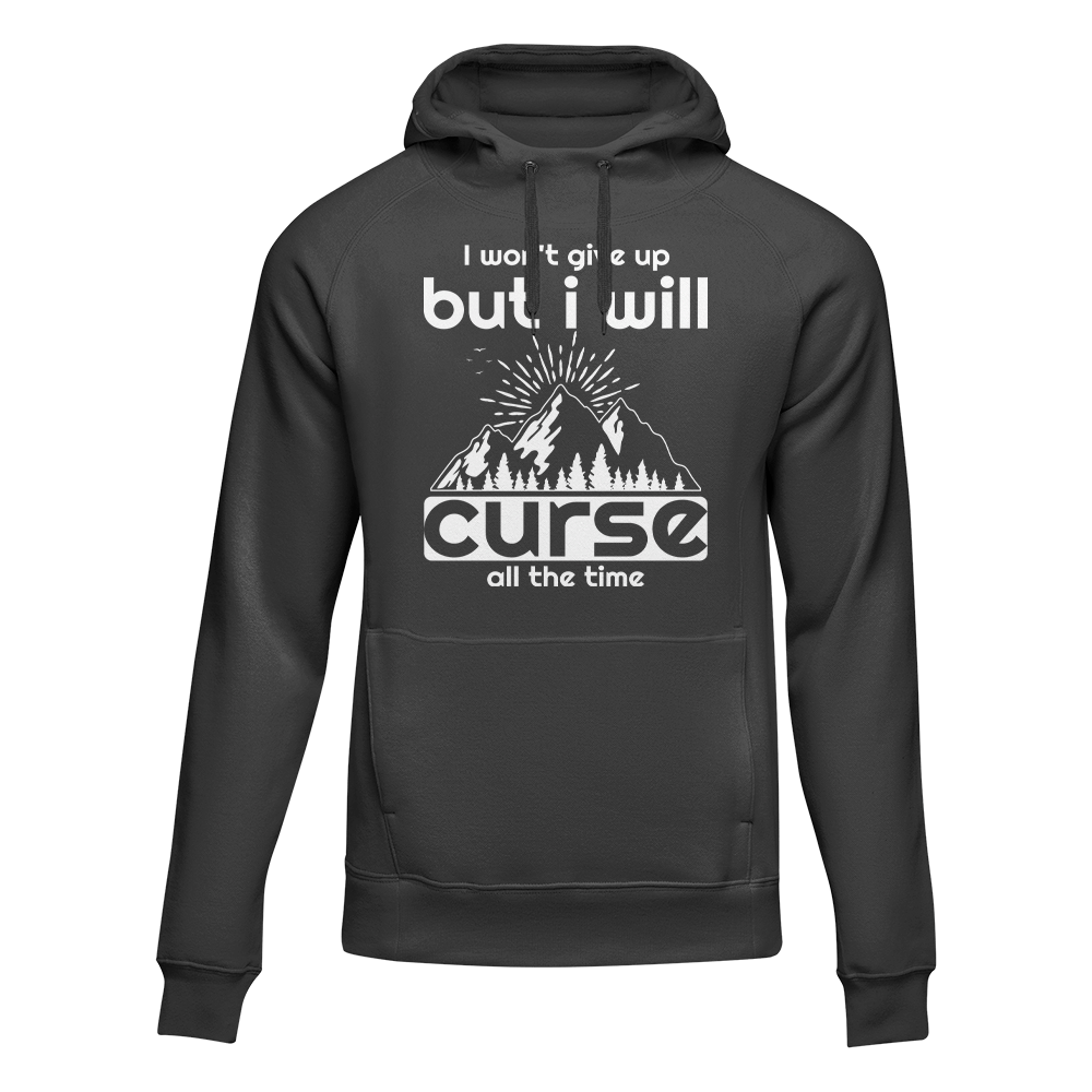 Hiking I Won't Give Up But I Will Curse Adult Fleece Hoodie by Outdoorzees