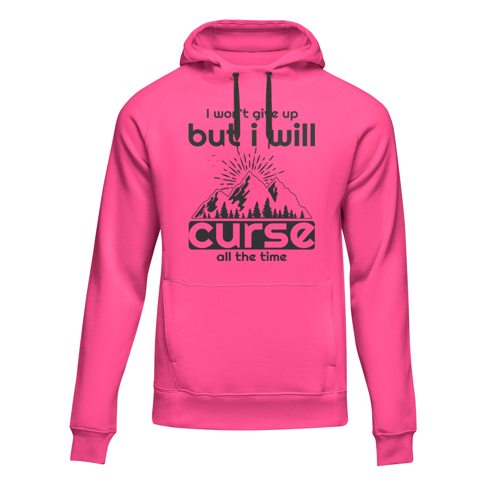 Hiking I Won't Give Up But I Will Curse Adult Fleece Hoodie by Outdoorzees