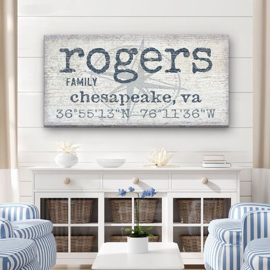 Personalized Home Name Coordinates Canvas Sign by Off The Square Designs