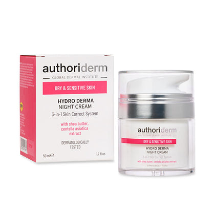 Authoriderm Night Cream for Dry, Sensitive Skin: Rejuvenating Shea Butter Formula - Even Skin Tone, Hydrating, 50ml by Beauty Care Bag