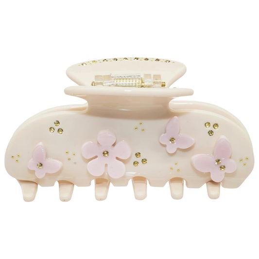 Emi Jay Sweetheart Pink Floral Hair Claw Clip - Secure Grip, Stylish & Biodegradable Accessory for All Hair Types by Beauty Care Bag