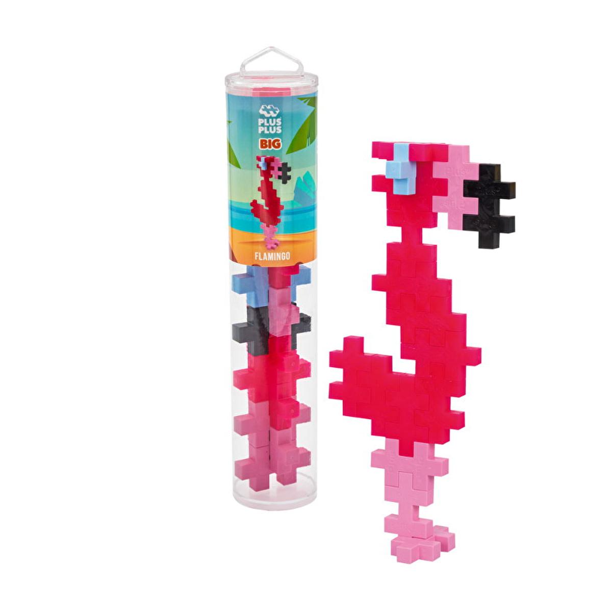 Plus Plus Big Flamingo Construction Toy - 15 Large Pieces, BPA-Free, Machine Washable for Kids Aged 1-6 by Beauty Care Bag