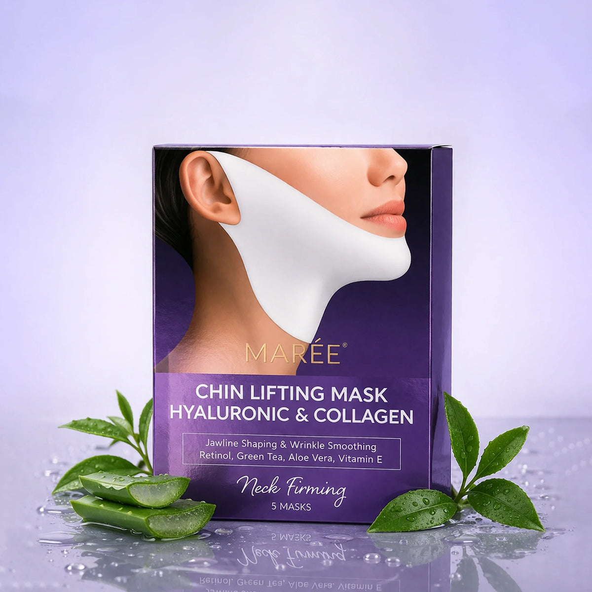 Hyaluronic acid V-line lifting mask for the chin, jawline and neck
