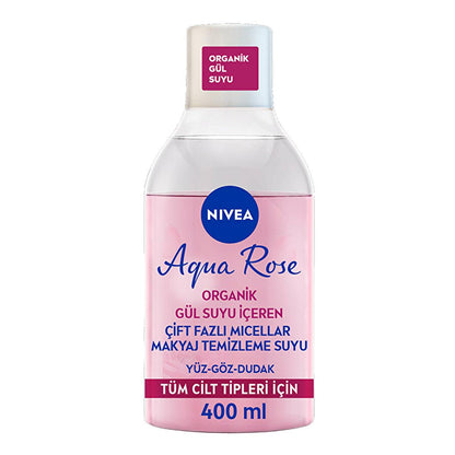 NIVEA Aqua Rose Micellar Makeup Remover - Gentle & Effective Dual-Phase Formula (13.53 fl oz) by Beauty Care Bag