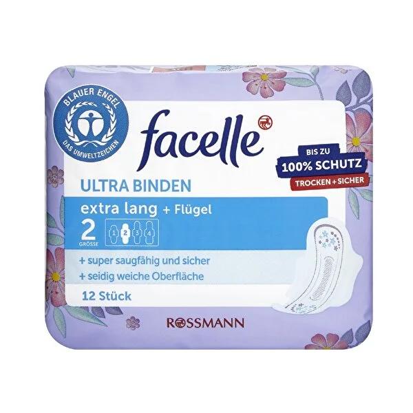 Facelle Ultra Extra Long Feminine Hygiene Pads with Wings - 12 Count | Ultimate Period Protection, Comfort & Security by Beauty Care Bag