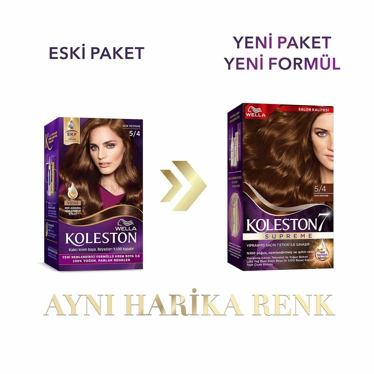 Wella Koleston Supreme 5/4 Light Chestnut Hair Dye: 100% Gray Coverage, Long Lasting Vibrant Brunette Color with Oil Elixir for Shine & Strength by Beauty Care Bag