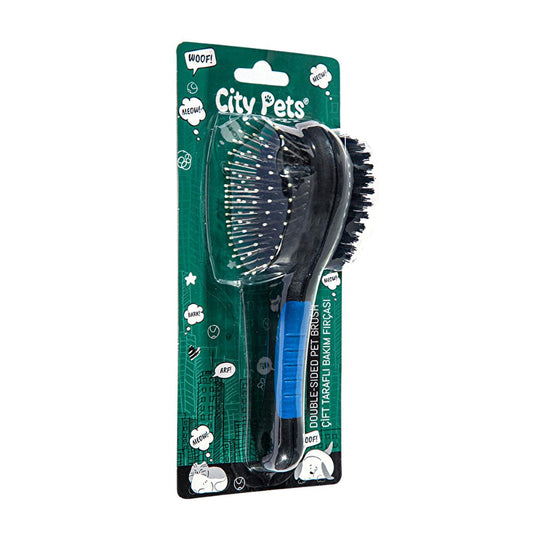 City Pets Pet Grooming Brush - Dual-Sided Ergonomic Pet Care Tool for Comfortable Grooming & Massage by Beauty Care Bag