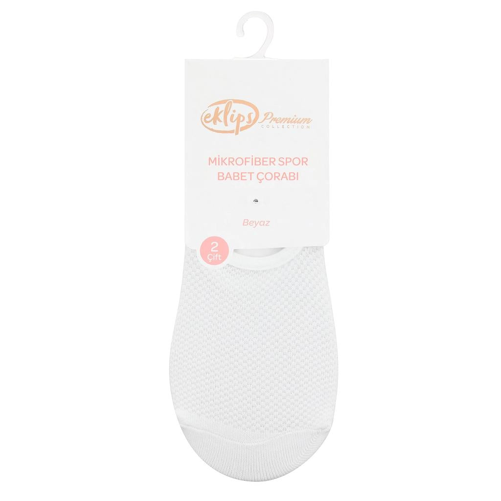 Eklips Premium Micro White No-Show Socks 2-Pack by Beauty Care Bag