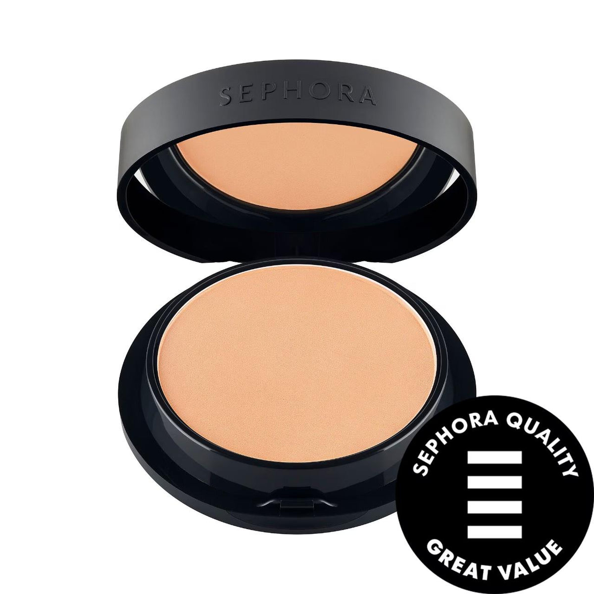 Matte powder foundation for oily skin with buildable coverage