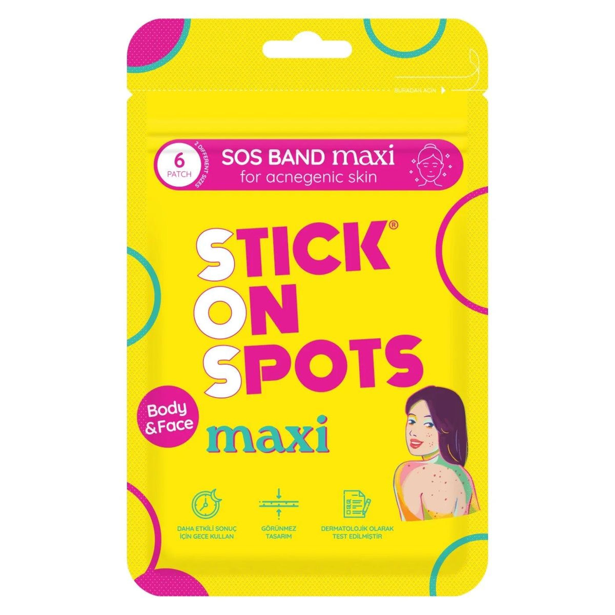 Stick On Spots SOS Band Maxi Face & Body Patches 6 Count by Beauty Care Bag