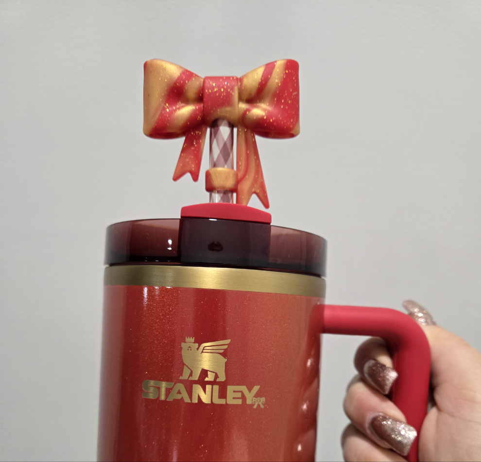 Scarlet Tinsel Glittered Bow Topper by THE SALTY CHIC