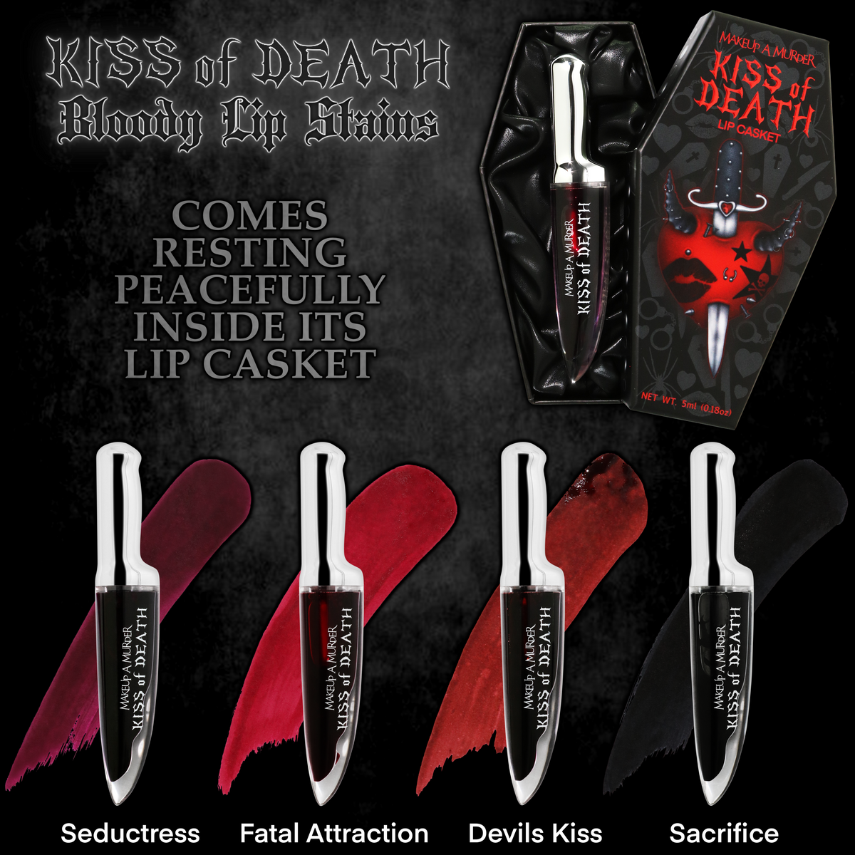 KISS of DEATH Bloody Lip Stains by Makeup A Murder, INC