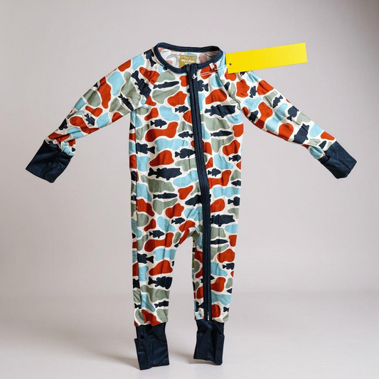 Camo fish bamboo zippy by Keep the Littles Wild