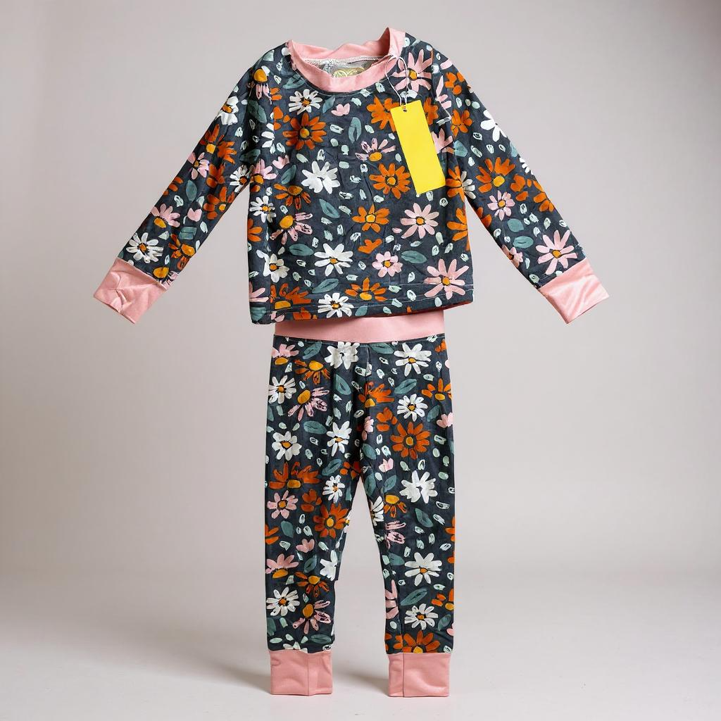 Navy wildflower bamboo pj set by Keep the Littles Wild