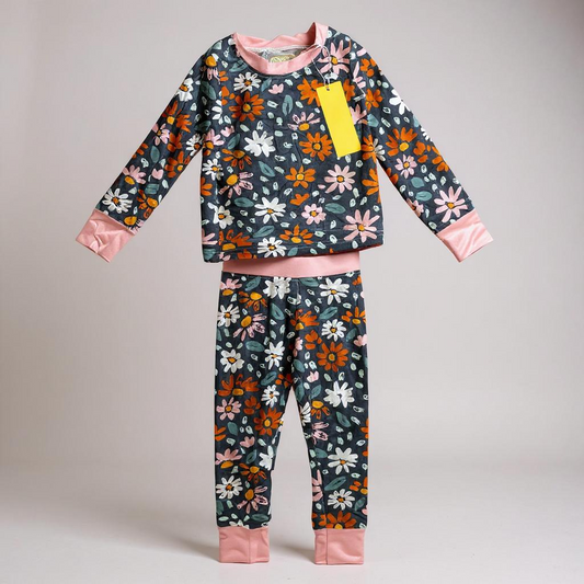 Navy wildflower bamboo pj set by Keep the Littles Wild