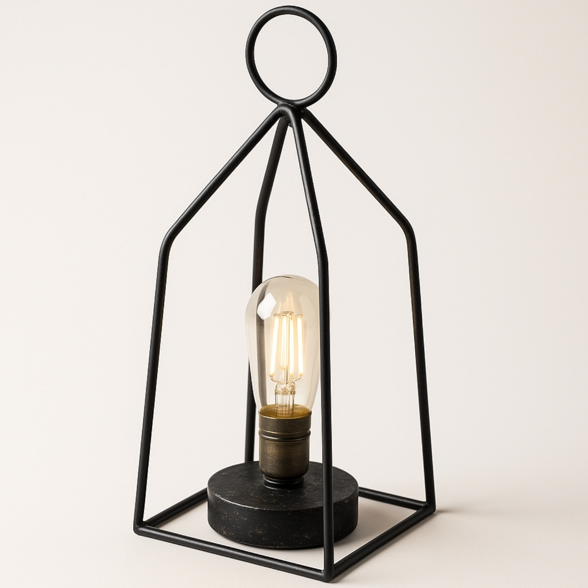 Black Iron Tabletop LED Lantern | Battery-Operated with Timer by Rust & Cinder