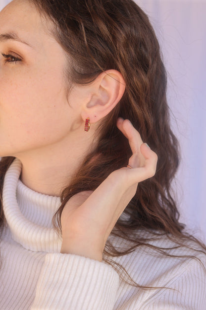 Diamond Hoop in Red by Rose & Clay