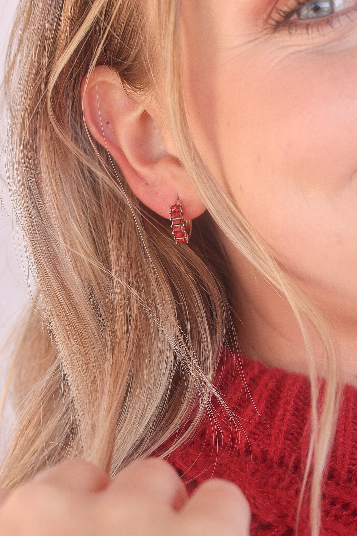 Diamond Hoop in Red by Rose & Clay