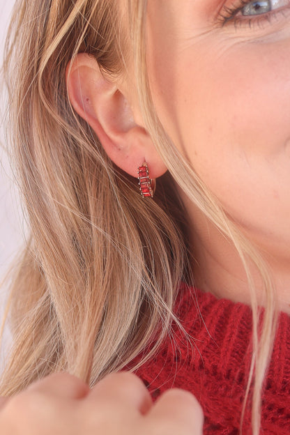 Diamond Hoop in Red by Rose & Clay