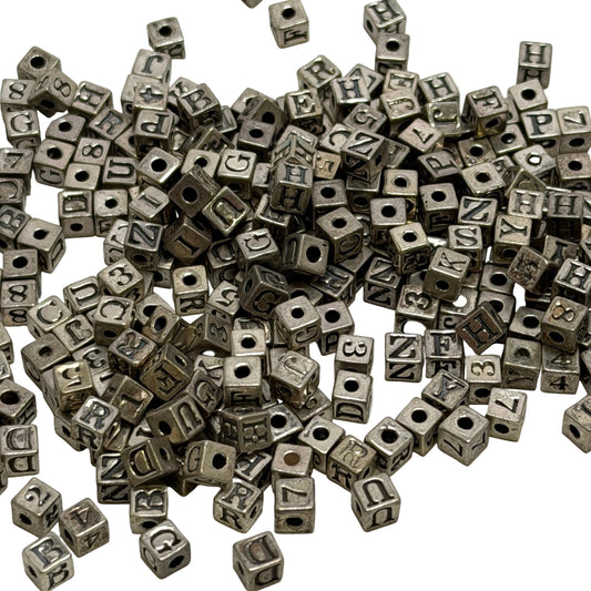 Solid Sterling Silver Alphabet Cube Bead 4.25mm – Large Hole Letter Bead for Personalized Jewelry by Continental Bead Suppliers