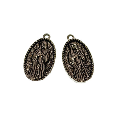 Sterling Silver Our Lady of Guadalupe Religious Charm - 26x13mm Sacred Medal Pendant Sold Individually by Continental Bead Suppliers