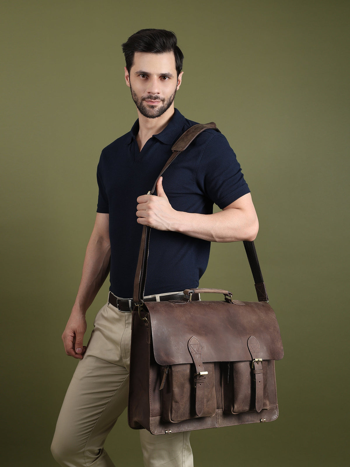 Buffalo Leather Messenger Bag by Classy Leather Bags
