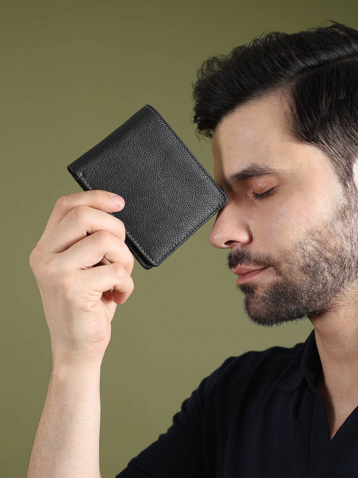 Black Textured Leather Mens Wallet by Classy Leather Bags